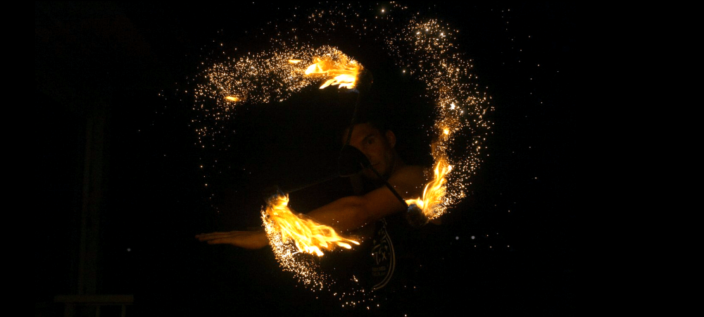 Gold Sparkle by TheFlowFX.com on DragonStaff. Photo by Spinferno Fire and Photography.